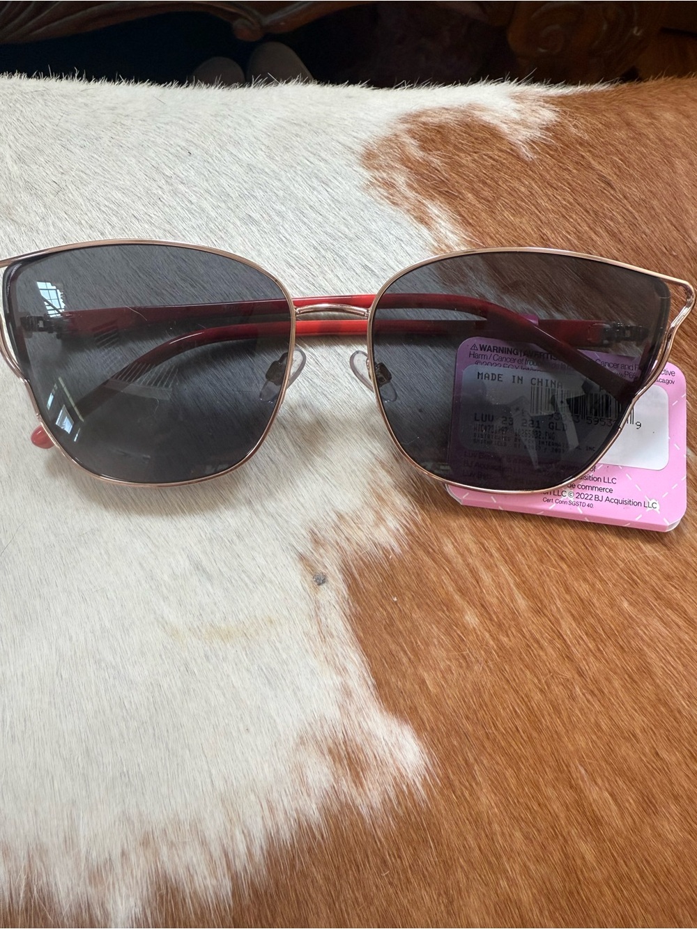 Women's Betsey Johnson Sunglasses in Red and Gold Lightweight Fashion Butterfly